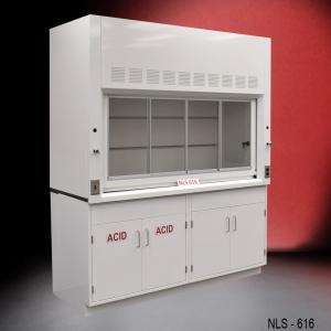 6' Fisher American Chemical Laboratory Fume Hood with General and Acid Storage Cabinets NLS-616R
