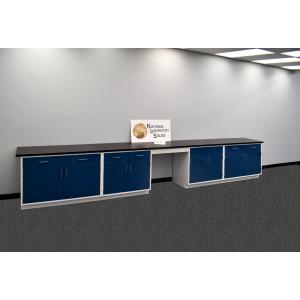 17′ Fisher American Base Laboratory Cabinets with desk
