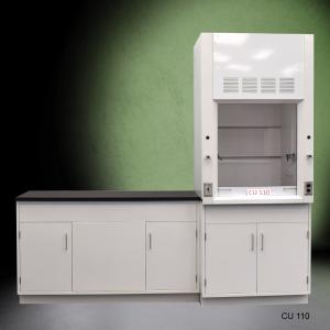 3′ Fisher American Fume Hood with General Storage and 5′ Laboratory Cabinet Group