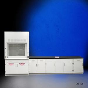 4′ Fisher American Fume Hood with Flammable Storage & 10′ Laboratory Cabinet Group