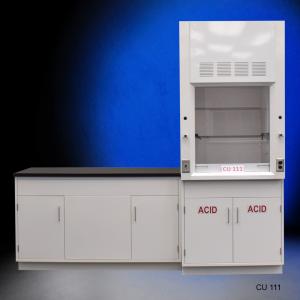 3′ Fisher American Fume Hood with ACID Storage and 5′ Laboratory Cabinet Group