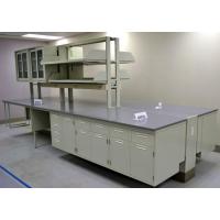 30' Fisher Hamilton Laboratory Furniture Island w/ 29' Upper Cabinets & Shelves & Epoxy Resin Counter Tops
