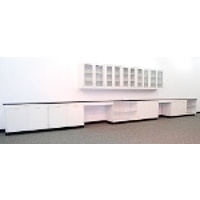 30' Fisher Hamilton Laboratory Cabinets and Casework with Glass Upper Cabinets
