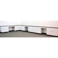 33' Of Used Laboratory Cabinets / Laboratory Furniture With Industrial Grade Counter Tops